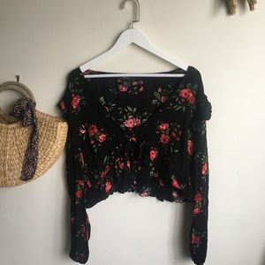 Black Rose Crop Top